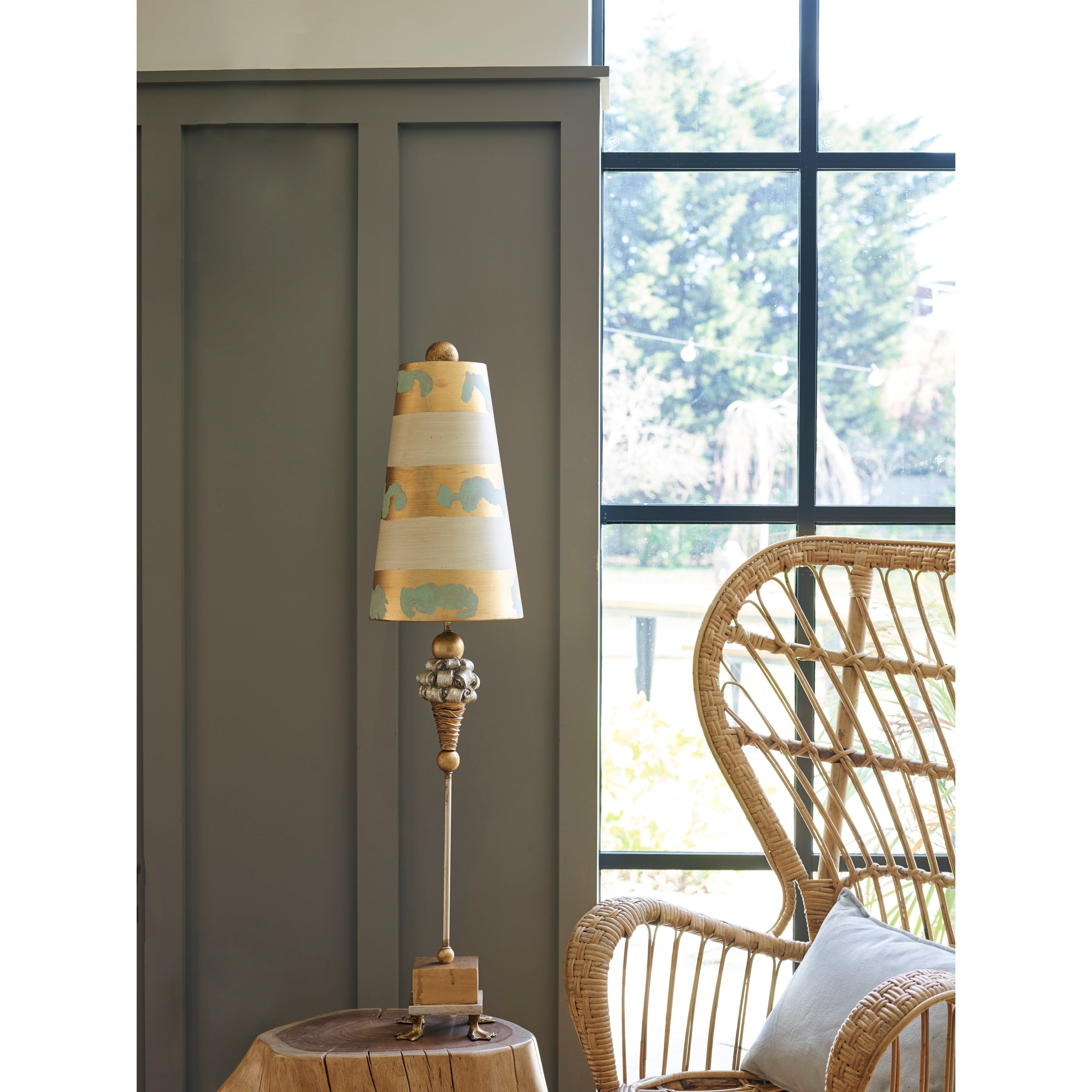 Pompadour Luxe Gold and Silver Tall Buffet Lamp