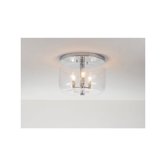 Lucas McKearn Rampart 13" 3-light Metal Flush Mount in Polished Chrome