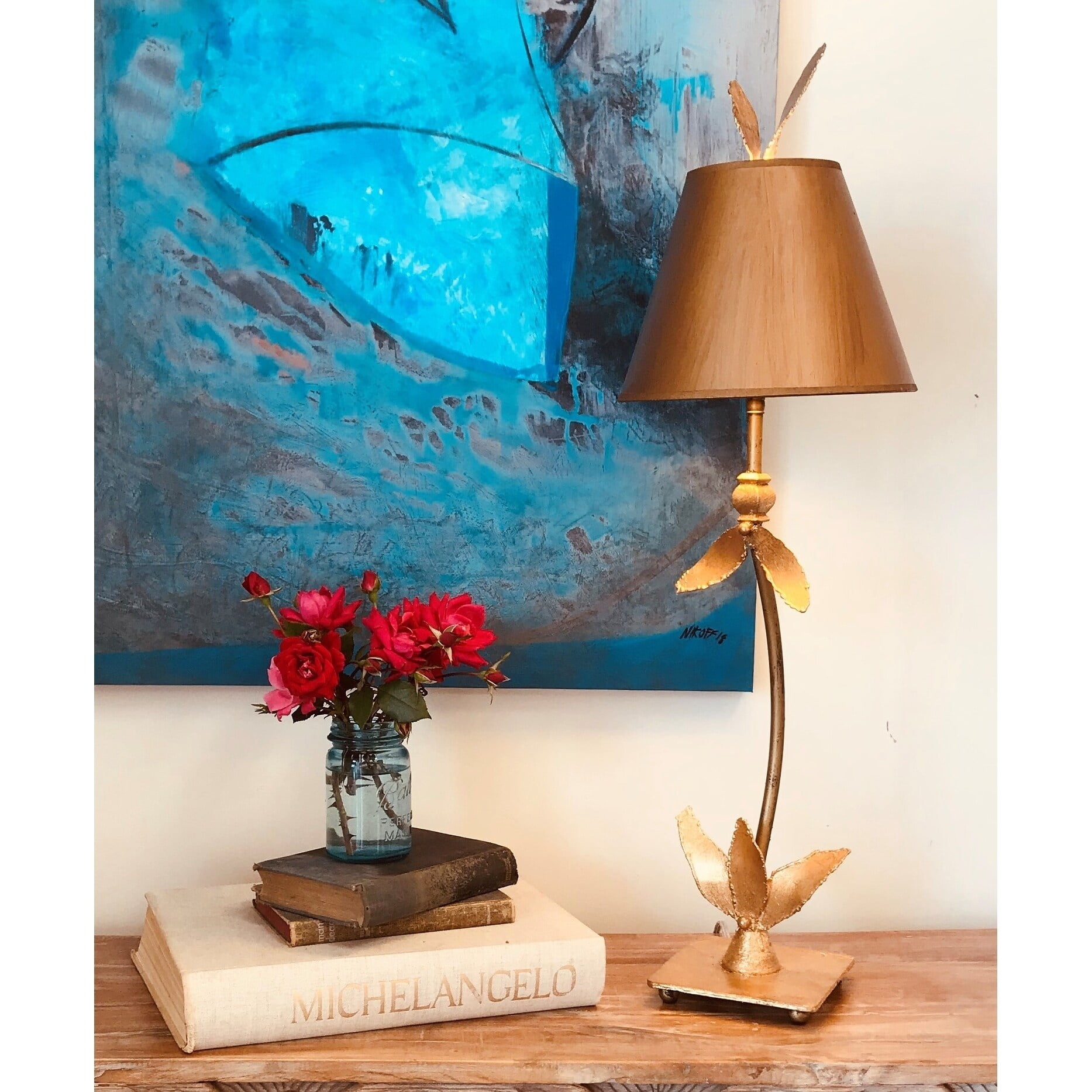 Gold Leaf Foliage Design Buffet Table Lamp