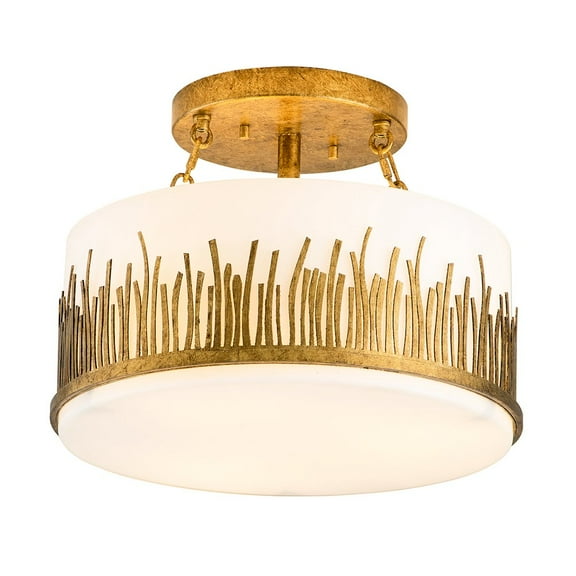 Lucas McKearn Sawgrass 15" 3-light Metal Semi Flush Mount in Gold Leaf