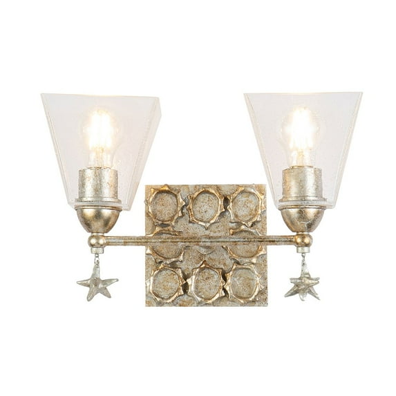Lucas McKearn Star 2-light Transitional Metal Bath Vanity Light in Silver Leaf