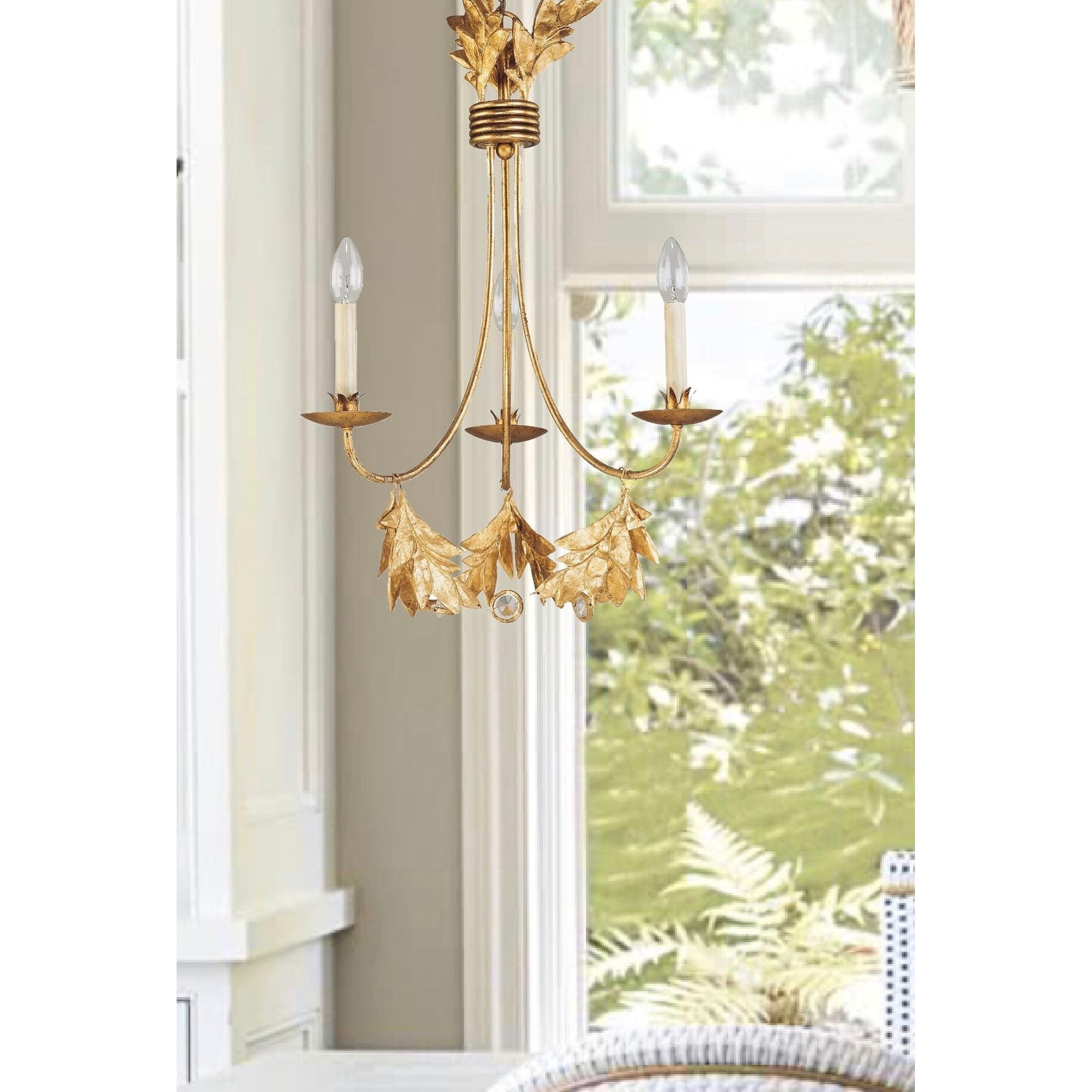 Mini Sweet Olive 3-Light Distressed Gold Crystal Chandelier
