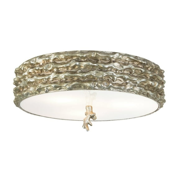 Lucas McKearn Trellis 16" 3-light Transitional Metal Flush Mount in Silver Leaf
