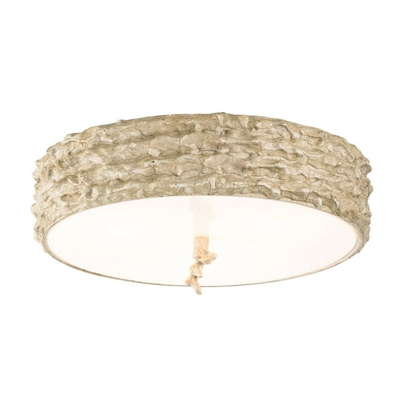 Lucas McKearn Trellis 16" 3-light Transitional Metal Flush Mount in White/Beige
