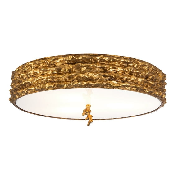 Lucas McKearn Trellis 20" 3-light Transitional Metal Flush Mount in Gold Leaf