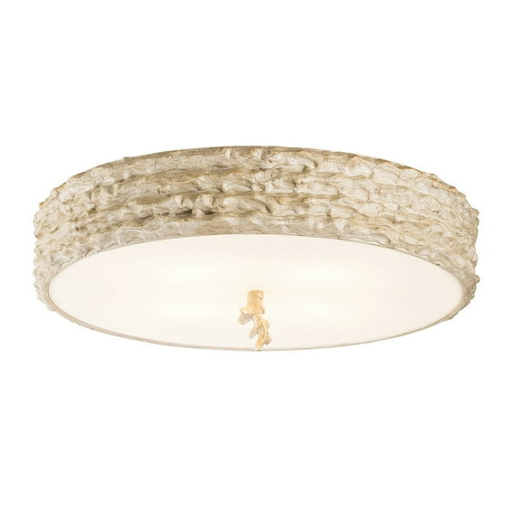 Lucas McKearn Trellis 20" 3-light Transitional Metal Flush Mount in White/Beige