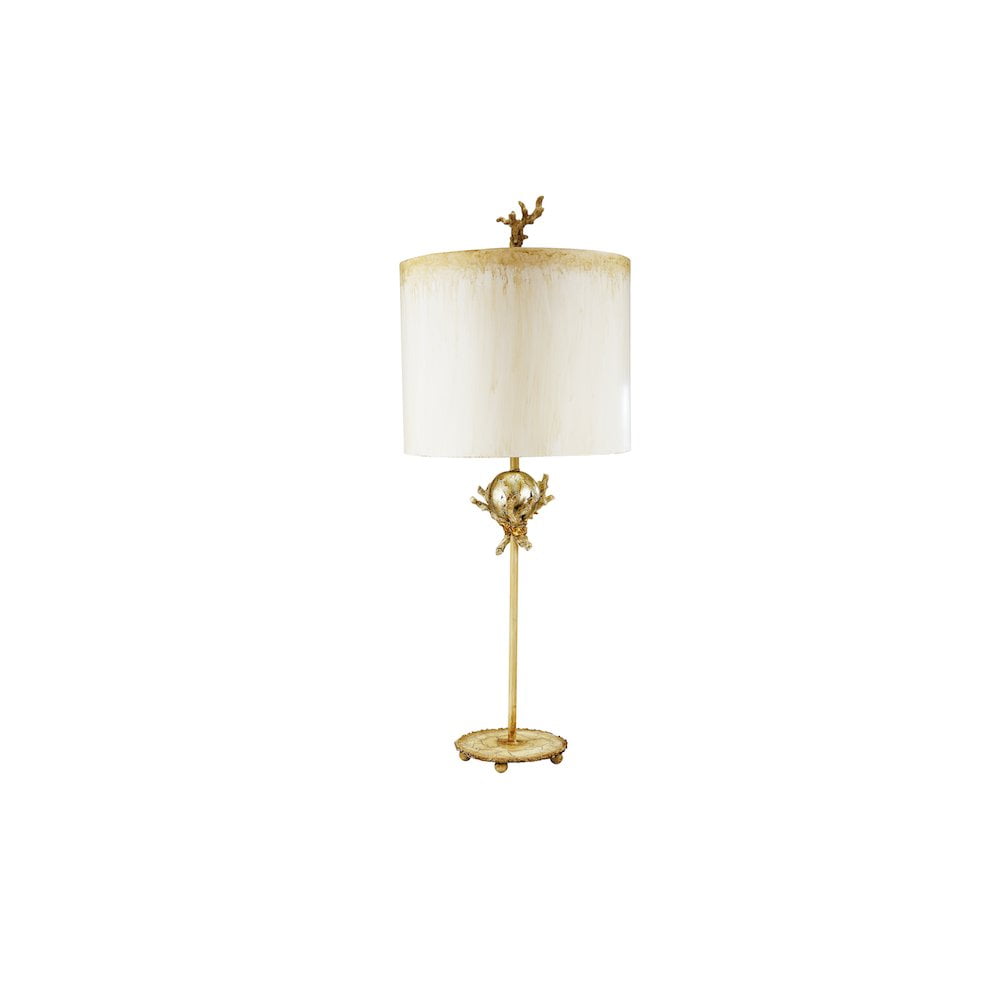 Putty and Silver Leaf Nursery Buffet Lamp with Hand-Painted Shade