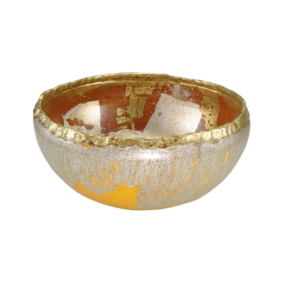 Lucas McKearn Tricou Traditional Resin Decorative Bowl in Gold and Silver Leaf