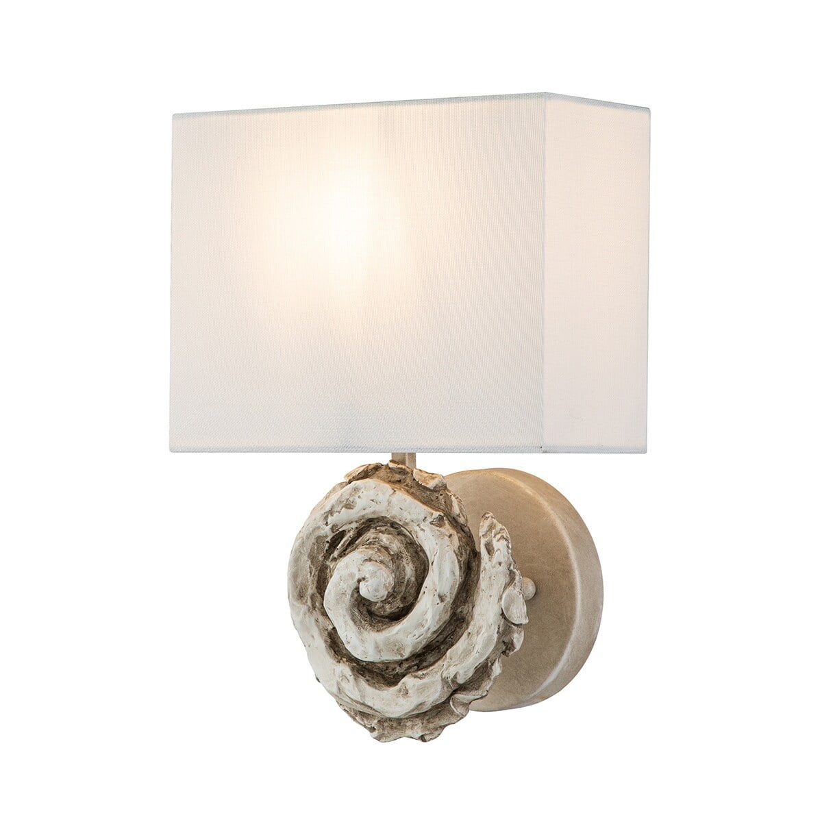 Bone White Resin Sconce with Ivory Linen Shade