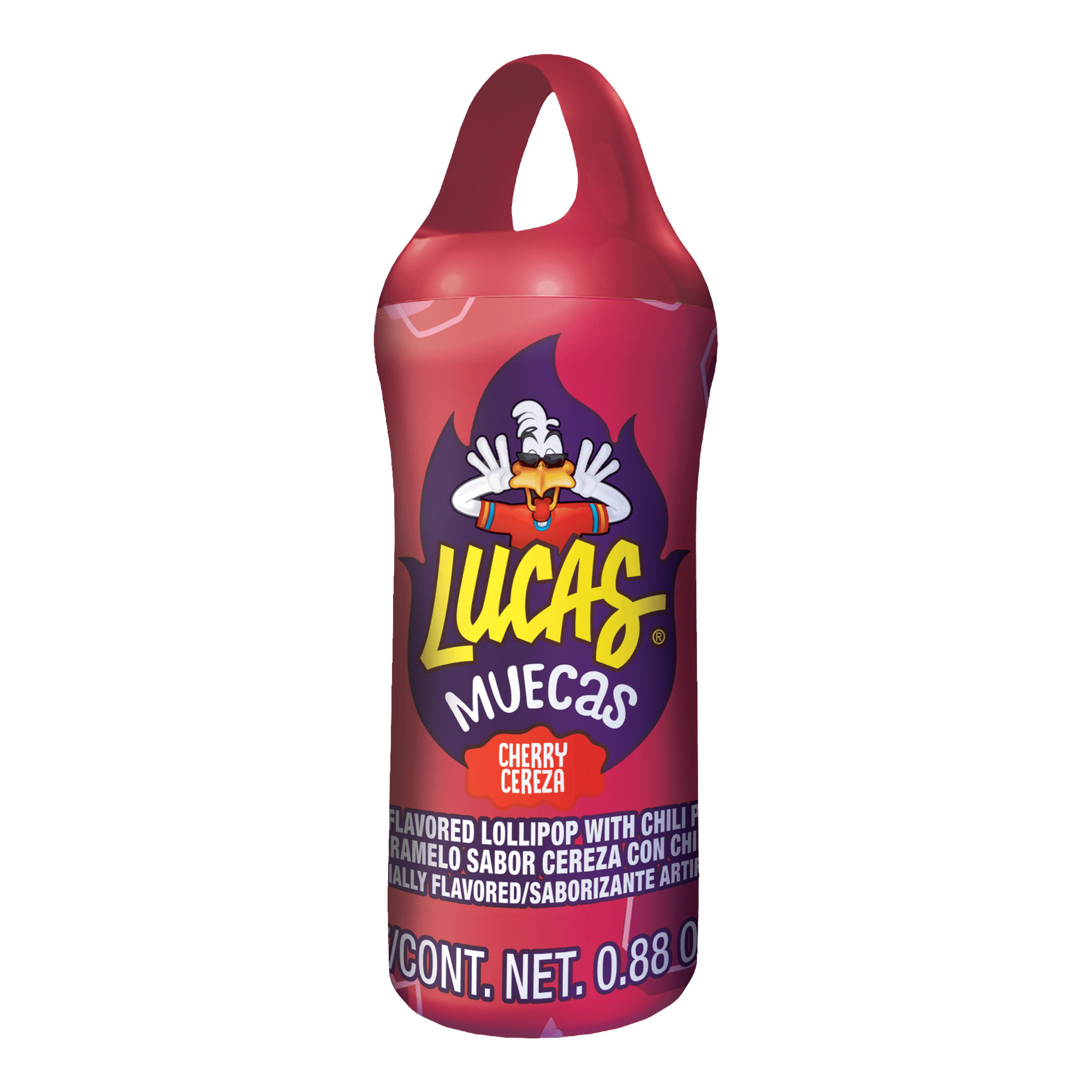 Lucas Muecas Cherry Flavored Lollipop with Chili Powder, 0.88 oz Shelf Stable Plastic Bottle