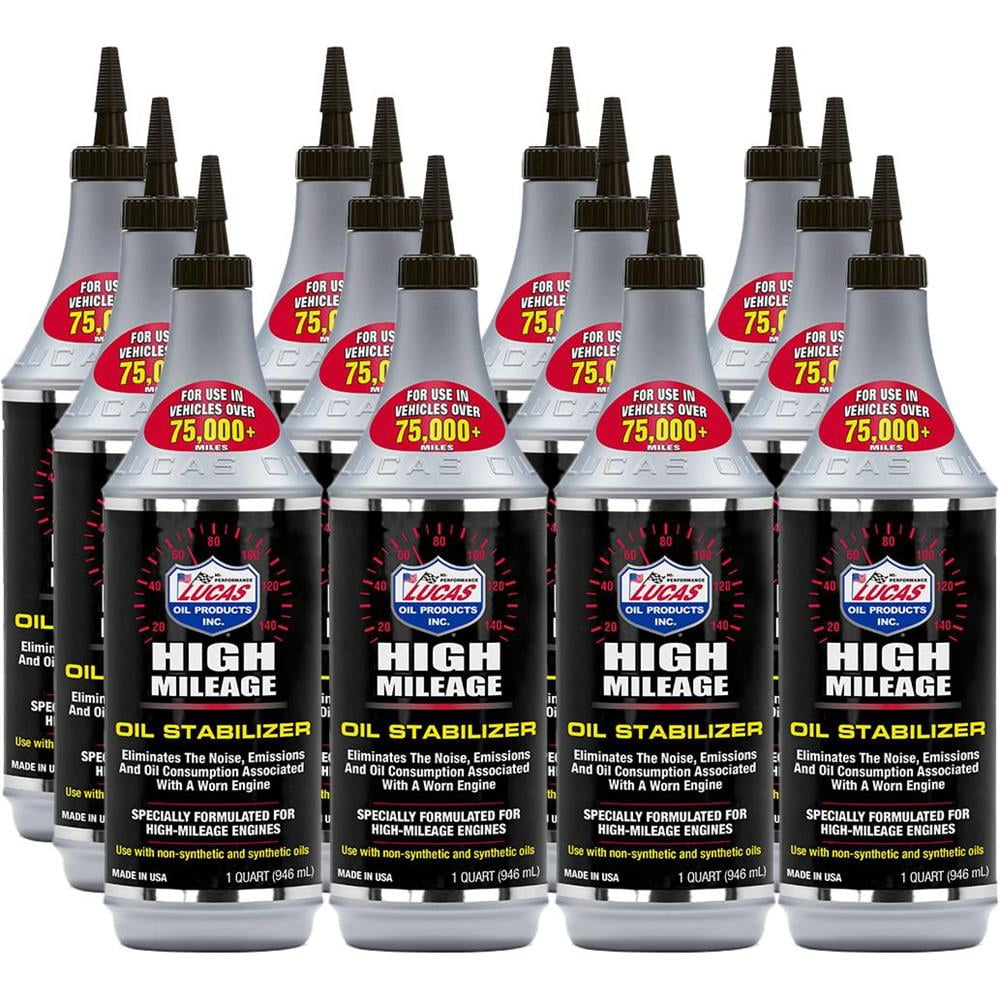 Lucas Oil High Mileage Engine Motor Treatment, Oil Stabilizer Additive