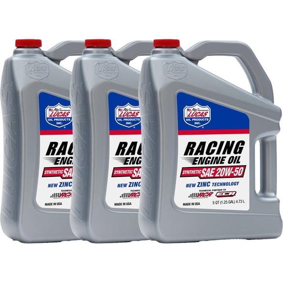Lucas Oil 10616 Racing 20W50 Motor Oil, 5 Quart, Case Of 3