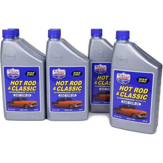 Lucas Oil 10687 Hot Rod & Classic Car SAE 10W-30 Motor Oil - 1 Quart (Pack of 6)