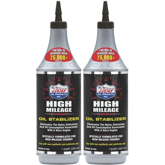 Lucas Oil High Mileage Oil Stabilizer 20W-50, 1 qt (2 Pack)