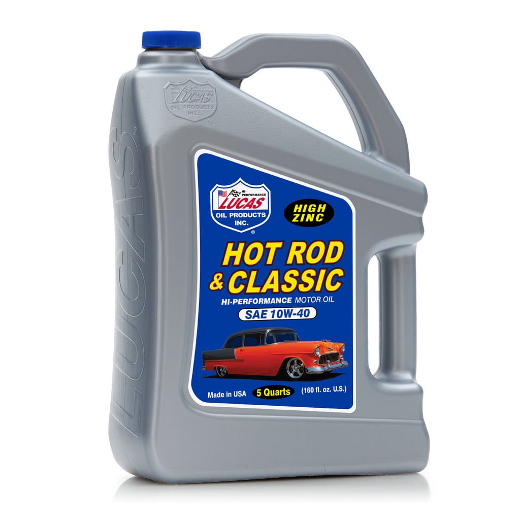 Lucas Oil Hot Rod & Classic Car SAE 10W-40 HP High Performance Motor Oil, 5 Qt.