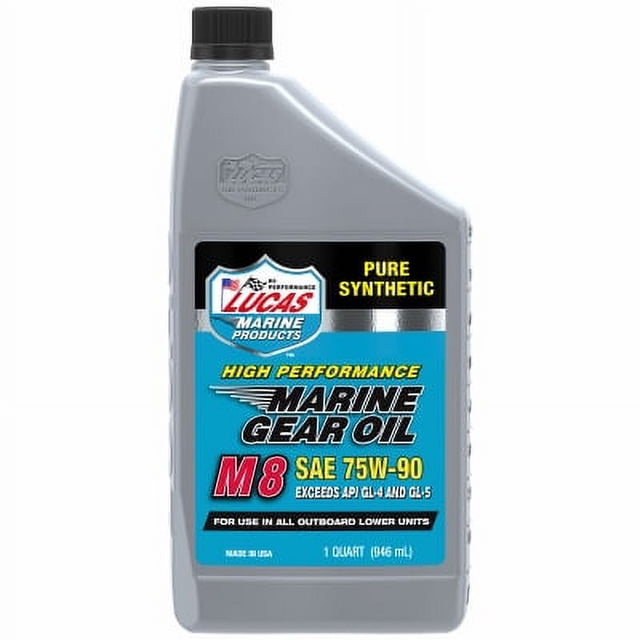 Lucas Oil Quart marine gear oil. M8 Synthetic SAE 75W90 Marine Gear