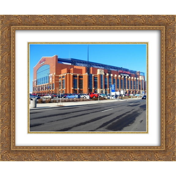 Lucas Oil Stadium 2x Matted 24x20 Gold Ornate Framed Art Print from the Stadium Series