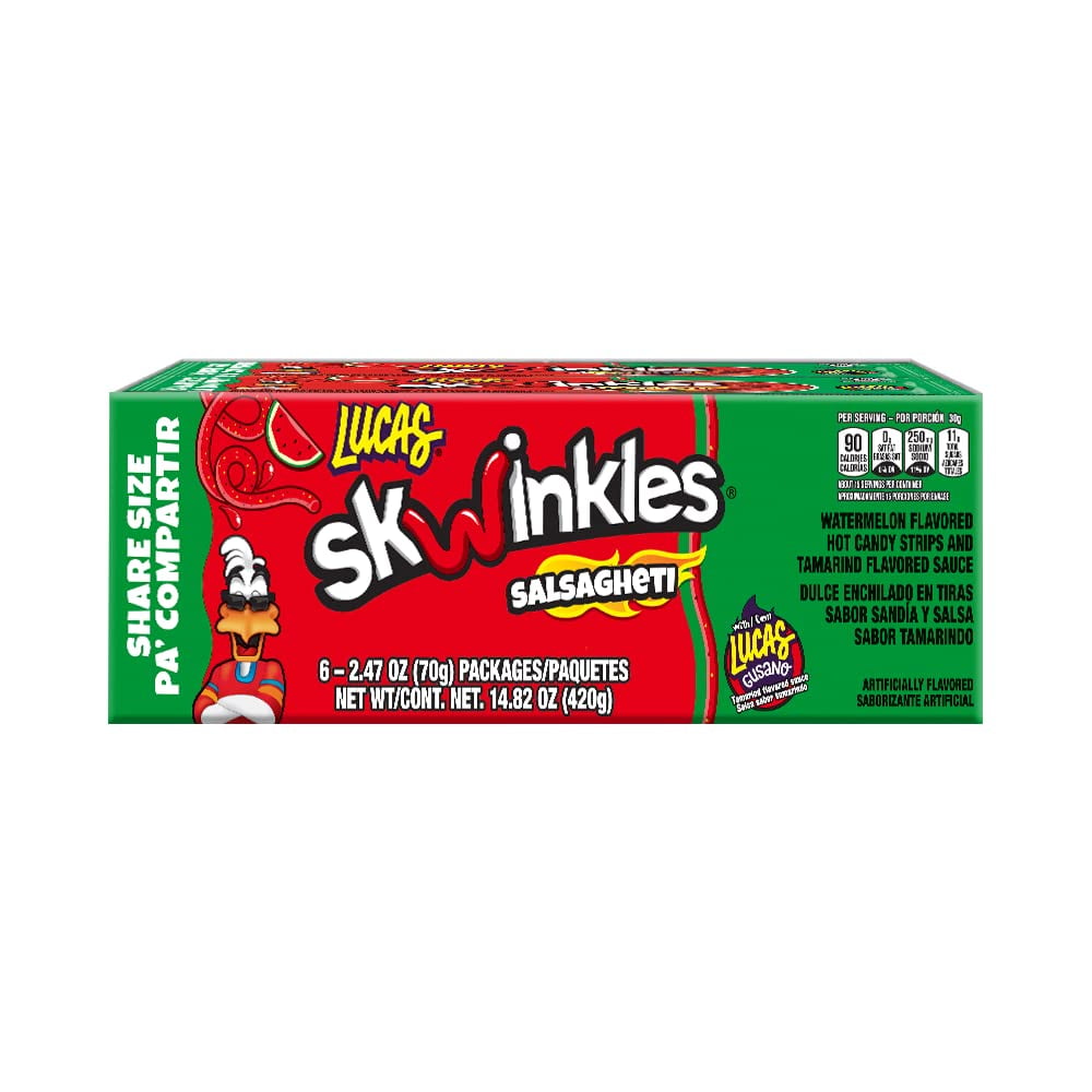 Lucas Salsagheti Watermelon Flavored Sweet & Hot Candy Strips And