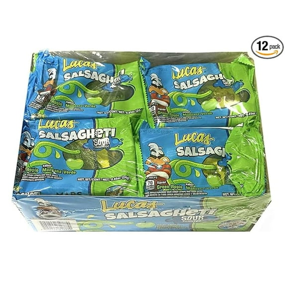 Lucas Sour Green Apple (Lucas Salsagheti Sour Green Apple 12ct)