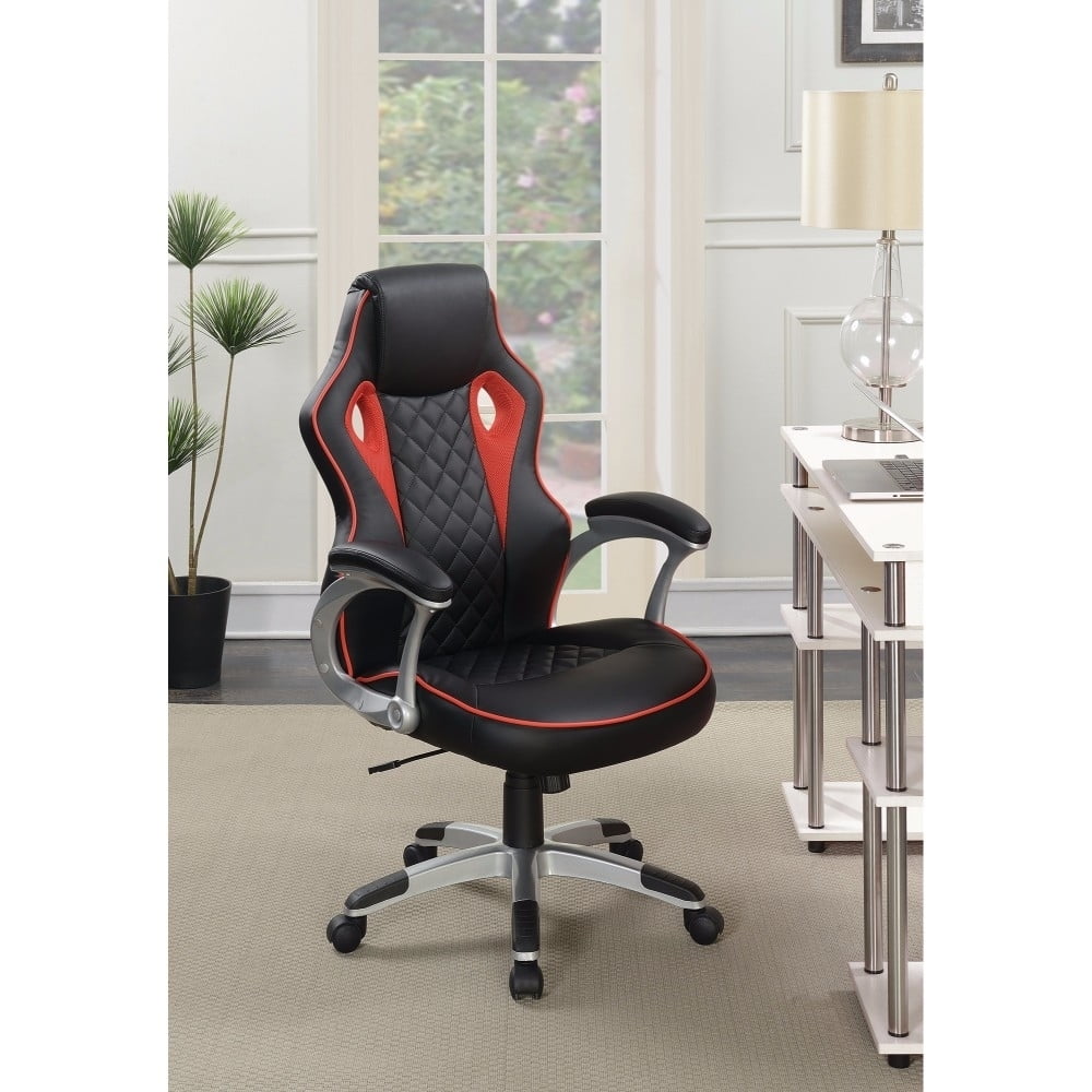 High Back Black and Red Faux Leather Swivel Executive Chair