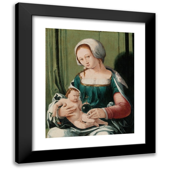 Lucas Van Leyden 15x18 Black Modern Framed Museum Art Print Titled - Virgin and Child (C. 1530)