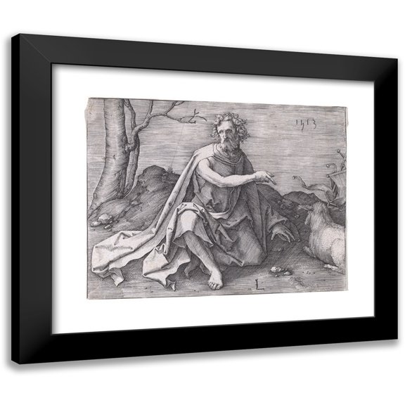 Lucas Van Leyden 18x15 Black Modern Framed Museum Art Print Titled - Saint John the Baptist in the Desert (1513)