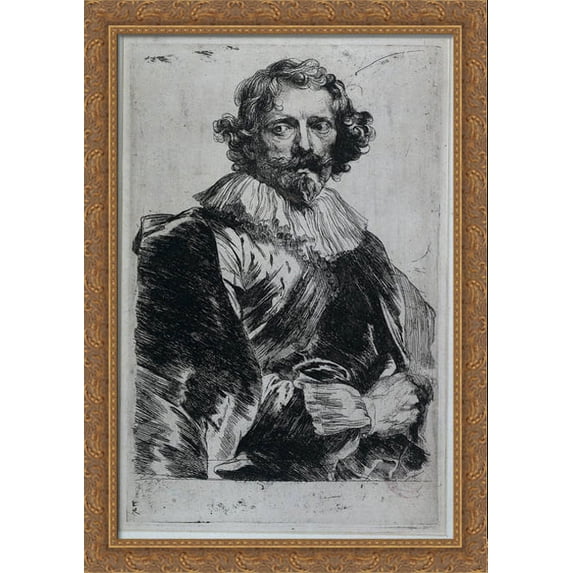 Lucas Vorsterman 28x40 Large Gold Ornate Wood Framed Canvas Art by Sir Anthony van Dyck