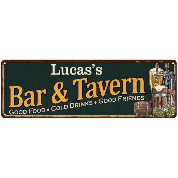 Lucas's Bar and Tavern Green Sign Man Cave 6x18 206180003203
