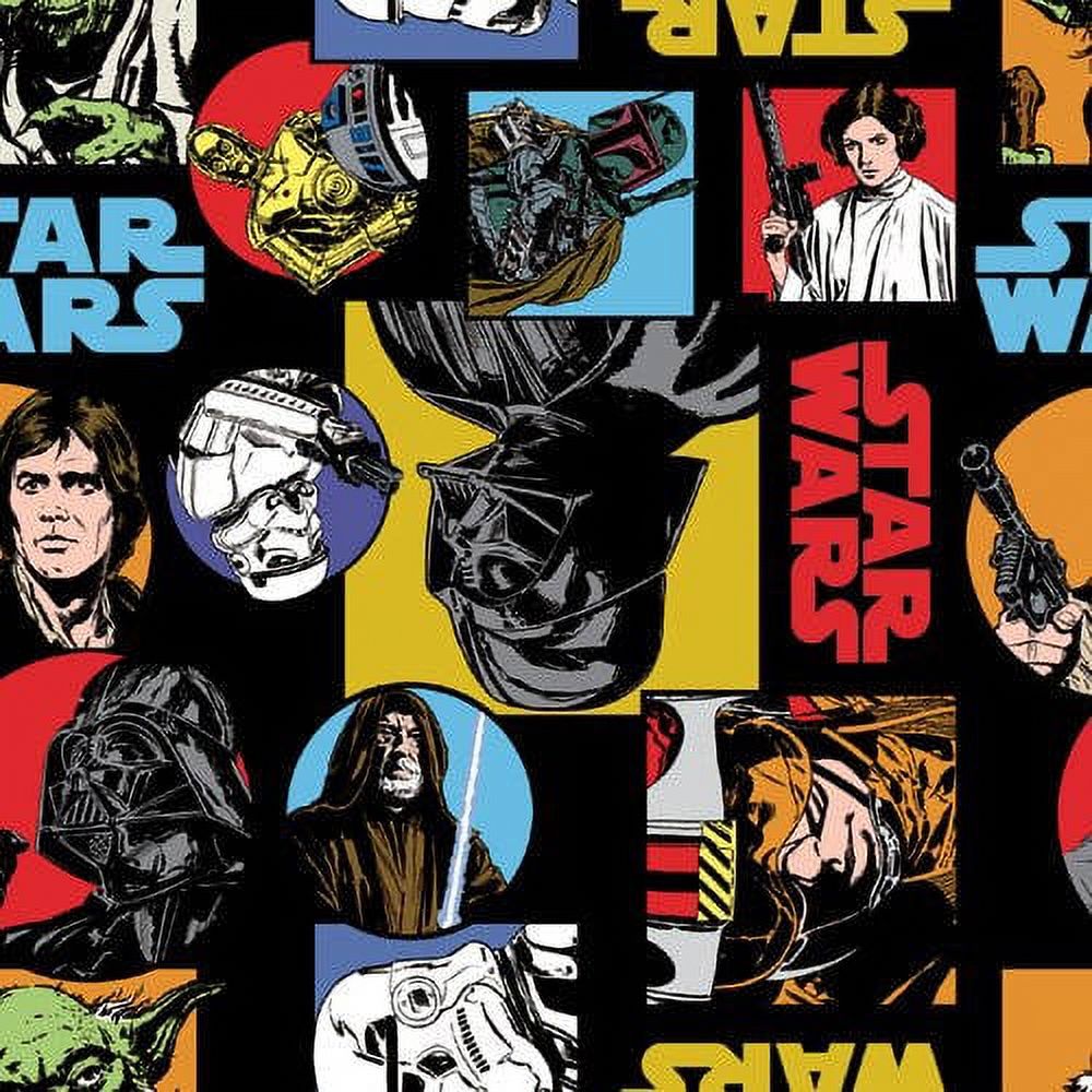 LucasArts Cotton Star Wars Classic Painted Characters Fabric, per Yard - image 1 of 1