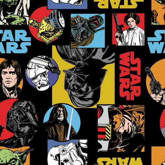 LucasArts Cotton Star Wars Classic Painted Characters Fabric, per Yard