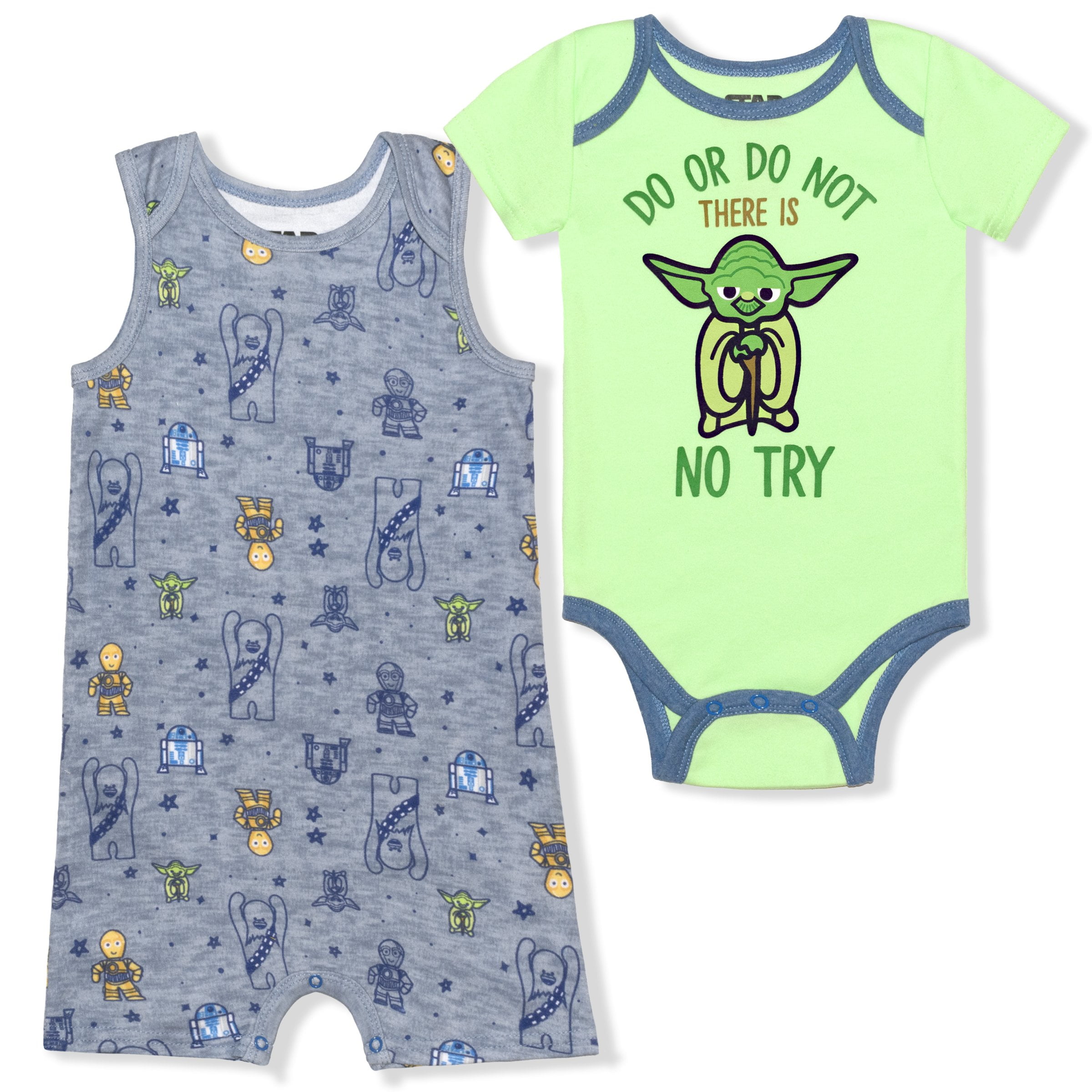 Lucasfilm Baby Yoda Pack Baby Boy's No Try Romper and Onesie Set