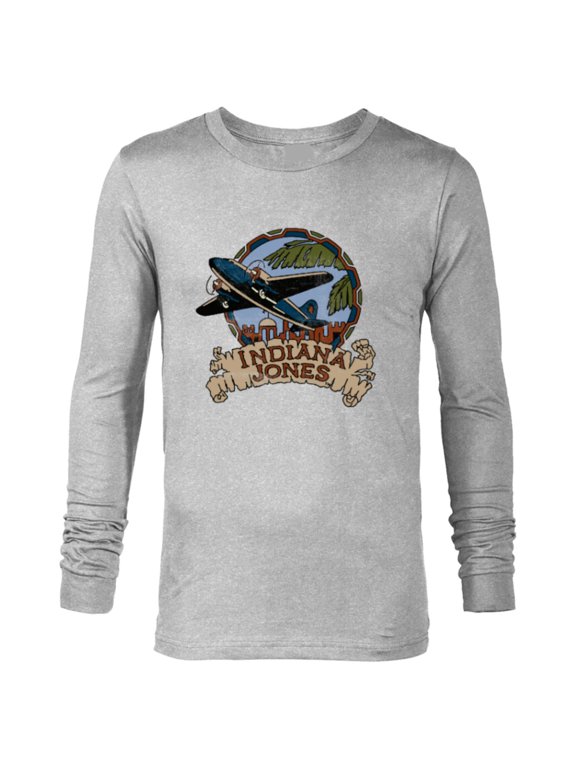 Lucasfilm Indiana Jones Adventure Plane Vintage - Long Sleeve T-Shirt for Men - Customized-Athletic Heather