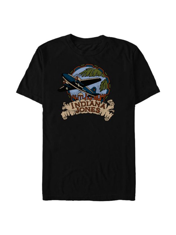 Lucasfilm Indiana Jones Adventure Plane Vintage - Short Sleeve Blended T-Shirt for Adults - Customized-Black