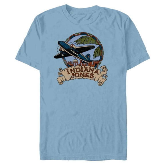 Lucasfilm Indiana Jones Adventure Plane Vintage - Short Sleeve Blended T-Shirt for Adults - Customized-Ocean Blue