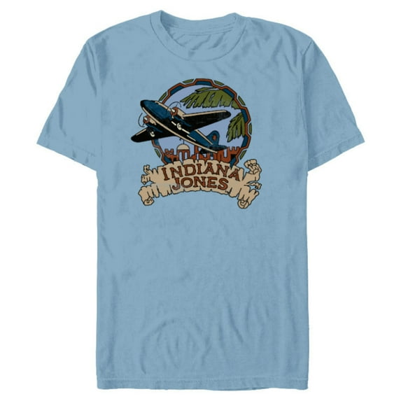 Lucasfilm Indiana Jones Adventure Plane Vintage - Short Sleeve Blended T-Shirt for Adults - Customized-Ocean Blue