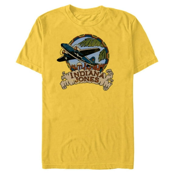 Lucasfilm Indiana Jones Adventure Plane Vintage - Short Sleeve Blended T-Shirt for Adults - Customized-Yellow