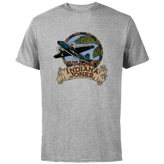 Lucasfilm Indiana Jones Adventure Plane Vintage - Short Sleeve Cotton T-Shirt for Adults - Customized-Athletic Heather