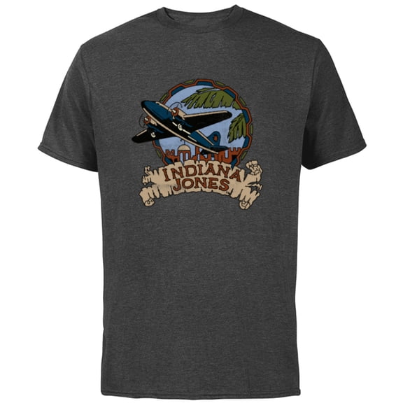 Lucasfilm Indiana Jones Adventure Plane Vintage - Short Sleeve Cotton T-Shirt for Adults - Customized-Charcoal