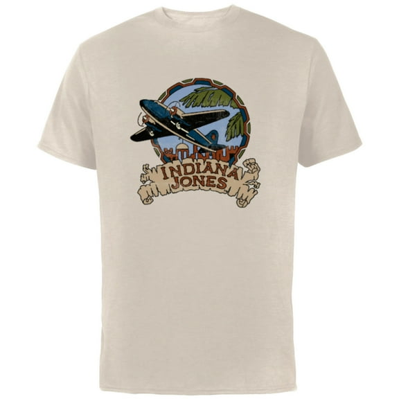 Lucasfilm Indiana Jones Adventure Plane Vintage - Short Sleeve Cotton T-Shirt for Adults - Customized-Natural