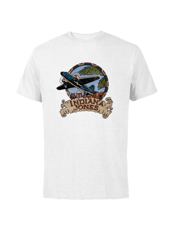 Lucasfilm Indiana Jones Adventure Plane Vintage - Short Sleeve Cotton T-Shirt for Adults - Customized-White