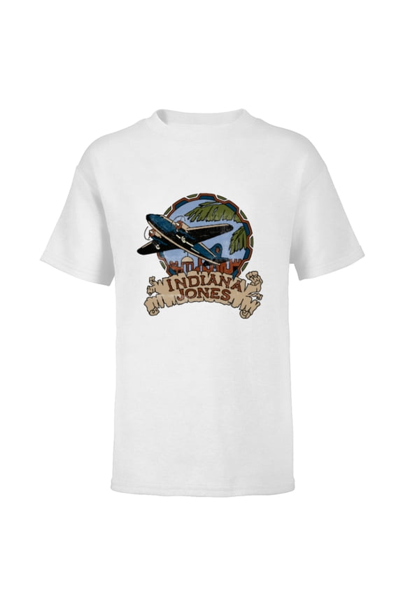 Lucasfilm Indiana Jones Adventure Plane Vintage - Short Sleeve T-Shirt for Kids - Customized-White