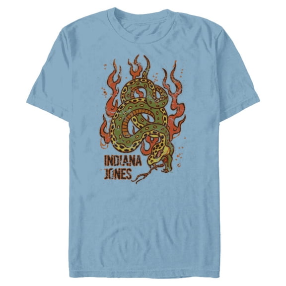 Lucasfilm Indiana Jones Flaming Snake Logo - Short Sleeve Blended T-Shirt for Adults - Customized-Ocean Blue