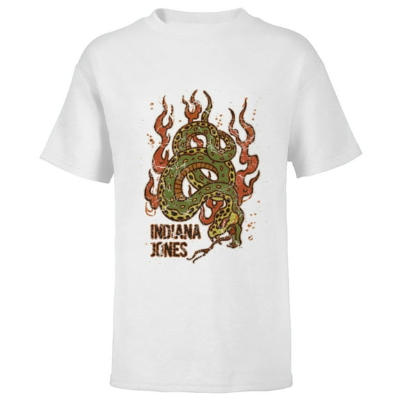 Lucasfilm Indiana Jones Flaming Snake Logo - Short Sleeve T-Shirt for Kids - Customized-White
