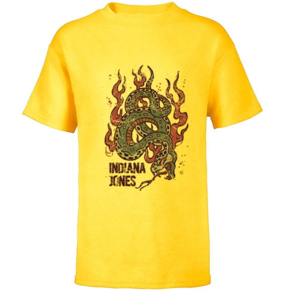 Lucasfilm Indiana Jones Flaming Snake Logo - Short Sleeve T-Shirt for Kids - Customized-Yellow