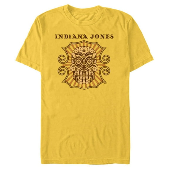 Lucasfilm Indiana Jones Golden Skull Logo - Short Sleeve Blended T-Shirt for Adults - Customized-Yellow