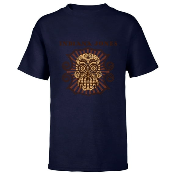 Lucasfilm Indiana Jones Golden Skull Logo - Short Sleeve T-Shirt for Kids - Customized-Navy