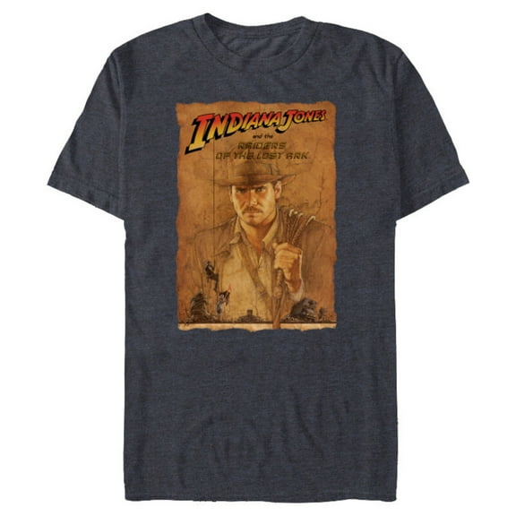 Lucasfilm Indiana Jones Raiders of the Lost Ark Poster Art - Short Sleeve Blended T-Shirt for Adults - Customized-Navy Heather