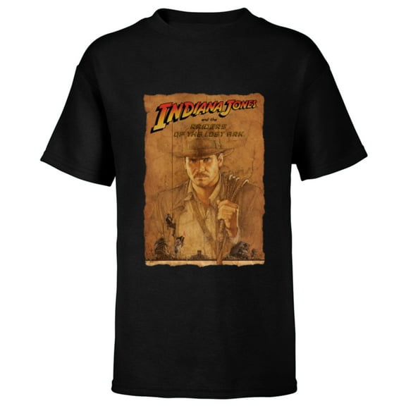 Lucasfilm Indiana Jones Raiders of the Lost Ark Poster Art - Short Sleeve T-Shirt for Kids - Customized-Black