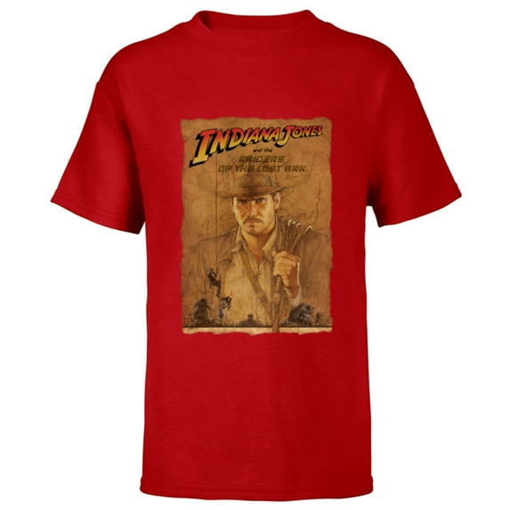 Lucasfilm Indiana Jones Raiders of the Lost Ark Poster Art - Short Sleeve T-Shirt for Kids - Customized-Red