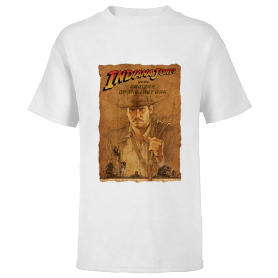 Lucasfilm Indiana Jones Raiders of the Lost Ark Poster Art - Short Sleeve T-Shirt for Kids - Customized-White